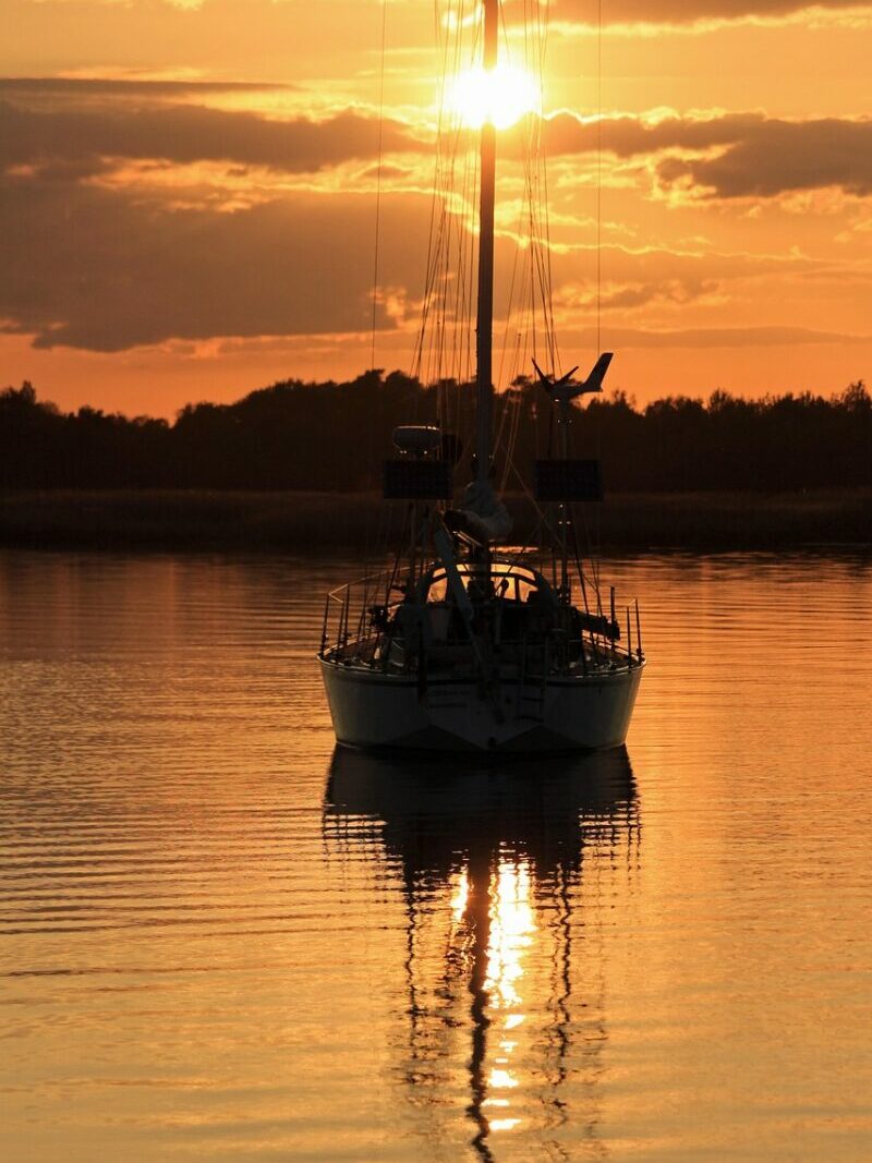 sunset, baltic sea, sailboat, sailing, lake, landscape, evening atmosphere, sea, ship, sailing ship, yacht, boat, evening mood, quiet, water, nature, bodden, coast